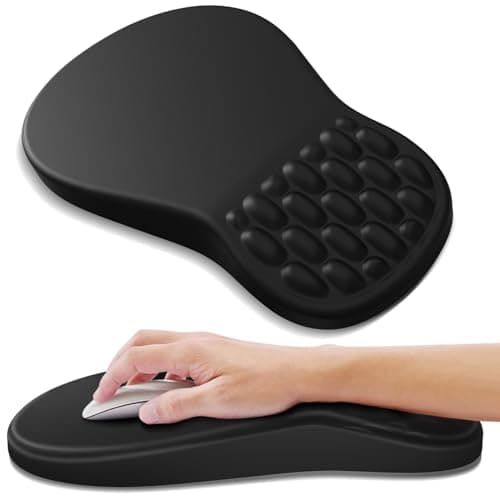 YIWEI Ergonomic Mouse Pad with Wrist Rest Support, Mousepad with Comfortable Memory Foam Wrist Rest and Non-Slip PU Base for Pain Relief, Computer, Laptop, Office, Home (Black) - Image 1