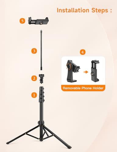 Phone Tripod, 86" Tall Tripod for iPhone with Flexible Gooseneck & Remote, Portable Aluminum Cellphone Stand for Selfies, Video Recording,Travel, Compatible with iPhone Android - Image 9
