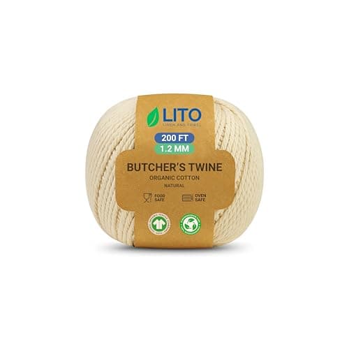 Organic Butcher’s Twine for Cooking & Trussing – 1.2mm Heavy-Duty Natural Cotton Kitchen Twine 200 Feet – Food-Safe, Oven-Safe String for Meat, Turkey, Baking, & Crafts - Image 1