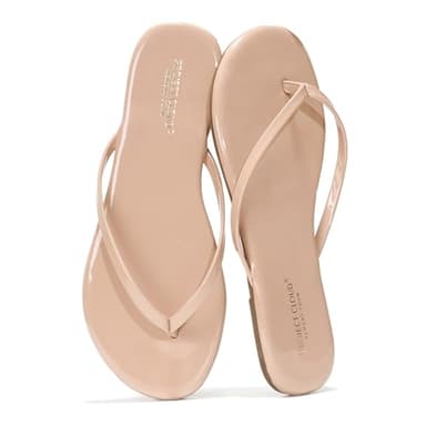 Project Cloud Flip Flops for Women - Memory Foam Flats Summer Sandals for Women 2025 - Vegan Leather Lightweight Womens Sandals Summer Beach Essentials Slides (Foundations, TAUPEPA, 10) - Image 1