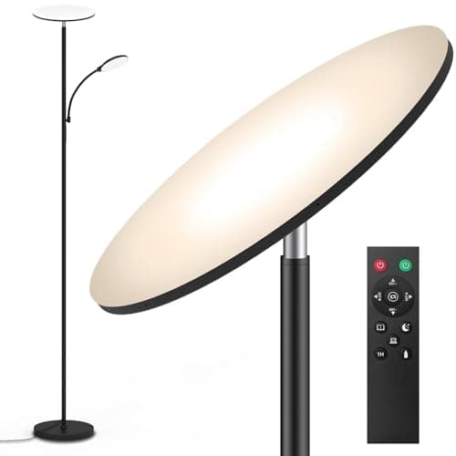 marctronic Floor Lamps for Living Room, 44W/4500LM Super Bright 2 in 1 LED Floor Lamp with Remote, Stepless Dimmable, 69" Tall Standing Floor Lamp with Bendable Reading Light for Bedroom Office - Image 1