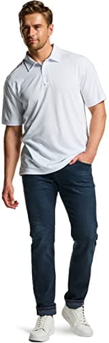 CQR Men's Polo Shirts, Tactical Short Sleeve Golf Performance Shirts, Lightweight Dry Fit UPF 50+ Pique, Frost Essential White, Large - Image 8