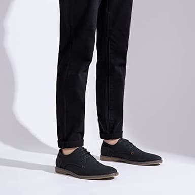 Jousen Men's Oxford Suede Business Casual Dress Shoes Plain Toe Oxfords Classic Formal Derby Shoes (AMY615 Black 10.5) - Image 6