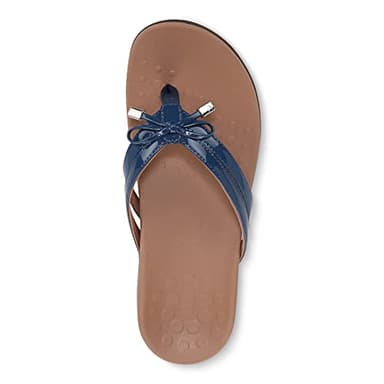 Vionic Women's Rest Bella X Flip Flop that Relieves Foot Pain- Comfortable Ladies Sandals with Orthotic Insole Arch Support, Dark Blue 8 Wide - Image 4