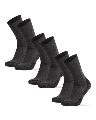 DANISH ENDURANCE Hiking Socks, Merino Wool Socks, Anti Blister, Cushioned, Breathable, Men & Women, 3-Pack, Dark Grey, Large - Image 1