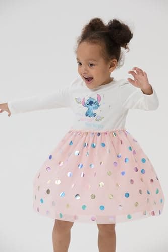Disney Lilo & Stitch Dress Toddler Girls A-Line Long Sleeve Polka Dot Double-Layered Tulle Winter Fall Clothes Kids Birthday Gift Party Outfit 4-5T - Image 3