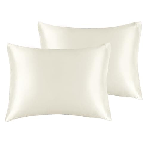 BEDELITE Satin Pillowcase for Hair and Skin, Super Soft and Cooling Similar to Silk Pillow Cases 2 Pack with Envelope Closure, Gift for Women Men(13"x18" Toddler Size, Ivory) - Image 1