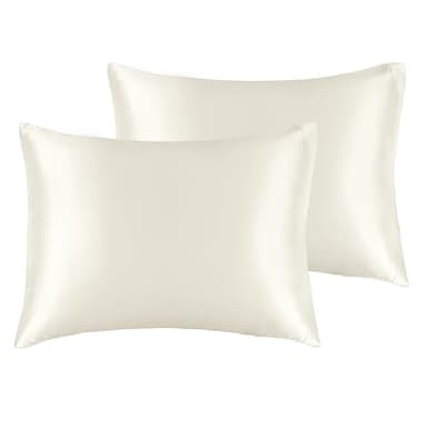 BEDELITE Satin Pillowcase for Hair and Skin, Super Soft and Cooling Similar to Silk Pillow Cases 2 Pack with Envelope Closure, Gift for Women Men(13"x18" Toddler Size, Ivory) - Image 1