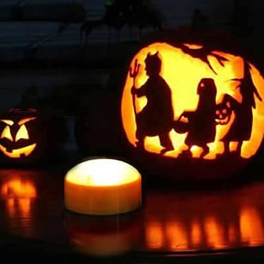 CANDLE CHOICE Halloween Pumpkin LED Lights with Remote and Timer Bright Flickering Battery Operated Jack-O-Lantern Electric Flameless Candles for Halloween Decorations Pumpkin Decor 3 Pack Orange - Image 3