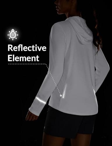 baleaf Women's Sun Shirts UPF 50+ Hoodie Long Sleeve Spf UV Shirt Lightweight Quick Dry Hiking Zip Pocket White XS - Image 3