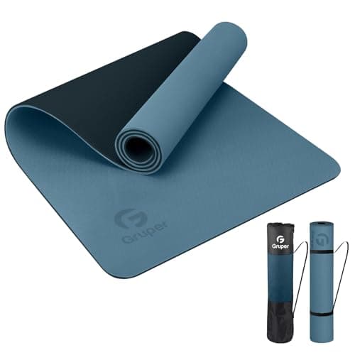 Yoga Mat Non Slip, Eco Friendly Fitness Exercise Mat with Carrying Strap,Pro Yoga Mats for Women,Workout Mats for Home, Pilates and Floor Exercises (Grey Blue/Black, Thickness-6mm) - Image 1