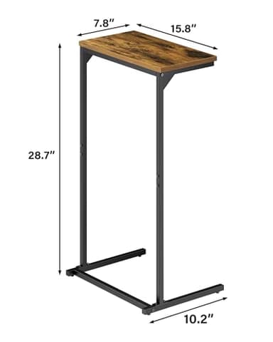 TUTOTAK C Shaped End Table, Tv Tray, Small Side Table, 28.7 inch Tall Couch Table, Tray Table, Sofa Table, Living Room, Bed Room, Brown TB01BB071 - Image 7