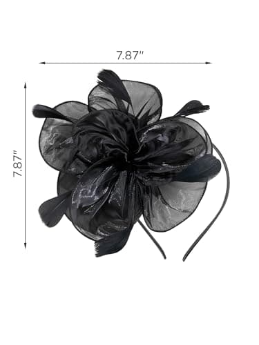 SWEETV Fascinators Hats for Women Tea Party Hat and Gloves Set for Kentucky Fascinator Derby, Cocktail, Wedding, Fancy Dress Party, Black - Image 8