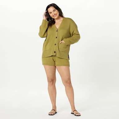 The Drop Women's Brigitte Cotton Blend Chunky Cardigan, Olive Oil, M - Image 7