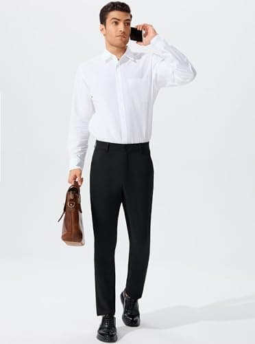 QPNGRP Men's Golf Pants 30"/32"/34" Inseam Lightweight Stretch Work Dress Pants Black 33Wx30L - Image 3