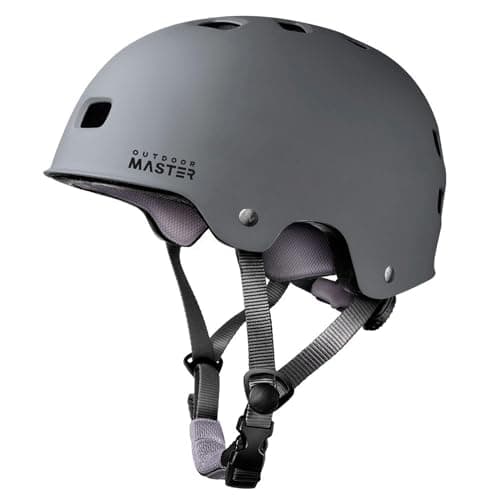 OutdoorMaster Skateboard Cycling Helmet - Two Removable Liners Ventilation Multi-Sport Scooter Roller Skate Inline Skating for Kids, Youth & Adults - L - Grey - Image 1