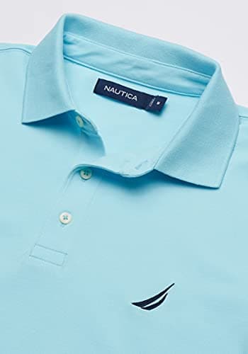 Nautica mens Short Sleeve Solid Stretch Cotton Pique Polo Shirt, Bright Aqua, Large US - Image 3