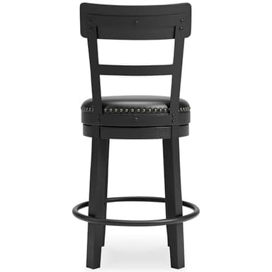 Signature Design by Ashley Valebeck Faux Leather Pub Height Swivel Barstool, 24.38" Seat Height, Black - Image 6