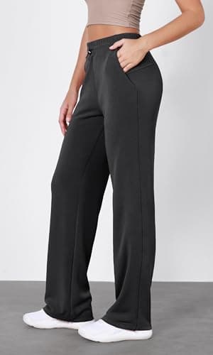 ODODOS Women's Modal Soft Wide Leg Pants with Pockets Adjustable Shockcord High Waist Casual Lounge Pants-27 Inseam, Black, Small - Image 3