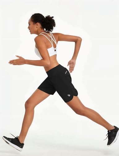 baleaf Womens' 7" Long Running Athletic Shorts Back Zipper Pocket Workout Gym Shorts Quick Dry High Waist with Liner Black Size XL - Image 6