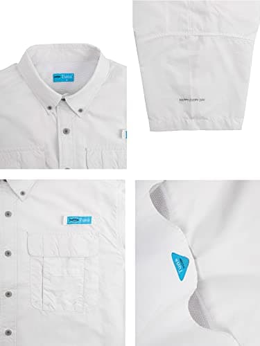Tuna Men's UV UPF 50+ Fishing Shirts for Men Sun Protection Breathable Fast Dry SPF Hiking Short Sleeve Shirt(16# Brilliant White M) - Image 3