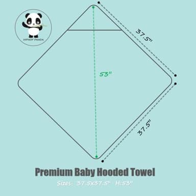 HIPHOP PANDA Hooded Towel - Rayon Made from Bamboo, Bath Towel with Bear Ears for Newborn, Babie, Toddler, Infant - Absorbent Large Baby Towel - Bear, 37.5 x 37.5 Inch - Image 2