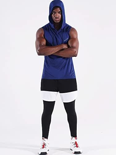 NELEUS Men's Workout Tank Tops Sleeveless Running Shirts with Hoodie,5098,3 Pack,Grey/Blue/Red,L - Image 5