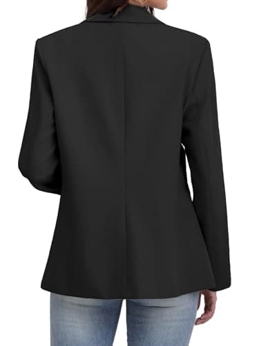 ELLEVEN Blazers for Women Business Casual Work Office Long Sleeve Lightweight Button Pockets Notched Lapel Collar Slim Fit Professional Suit Jacket Coat Outfits Padded Shoulder Black Small - Image 2