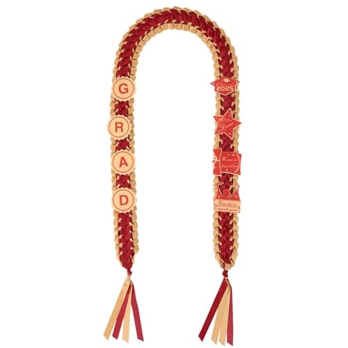 Graduation Ribbon Leis 2025 Class of 2025 Graduation Decor Gift Graduates Senior for Him Her Congrats Grad (Gold & burgundy) - Image 1