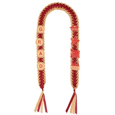 Graduation Ribbon Leis 2025 Class of 2025 Graduation Decor Gift Graduates Senior for Him Her Congrats Grad (Gold & burgundy) - Image 1