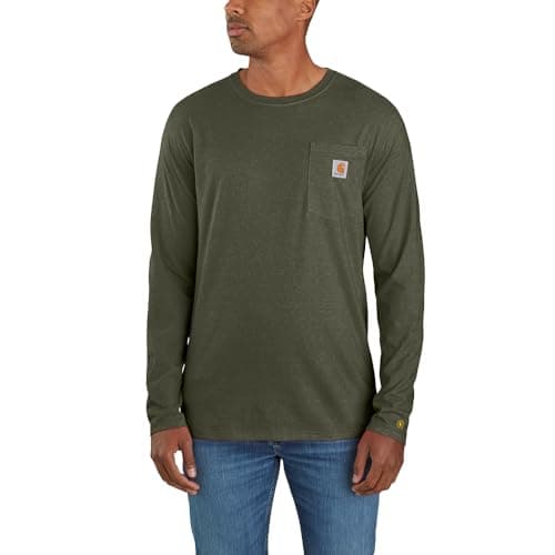 Carhartt Men's Force Relaxed Fit Midweight Long-Sleeve Pocket T-Shirt, Basil Heather, X-Large
