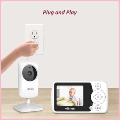 VTimes Baby Monitor with Camera and Audio, 2.4" LCD Screen Video Baby Monitor No WiFi Night Vision, Portable Baby Camera Monitor VOX Pan-Tilt-Zoom Alarm and 1000ft, Ideal for Baby/Elderly/Pet - Image 5