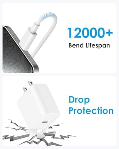 i Phone 17 16 15 Charger Fast Charging - 20W PD Fast Charger Block with 6Ft USB C Cable for i Phone 17/16/15 Series, i Pad Pro/Air/Mini, Galaxy S23, Pixel 8 & More (2-Pack - Image 6