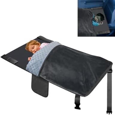 Airplane Bed for Toddler with Blanket, Airplane Seat Extender for Kids, Baby Airplane Travel Essentials, Grey - Image 2