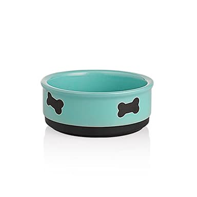 Sweejar Ceramic Dog Bowls with Bone Pattern, Dog Food Dish for Small Dogs, Porcelain Pet Bowl for Water 16 Fl Oz (New Turquoise) - Image 1
