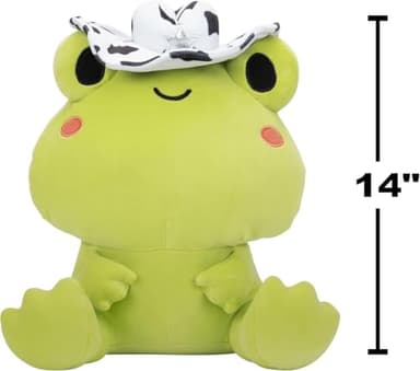 RUSS 14-inch Ribbit Rodeo Plush - Ultrasoft Frog Wearing a Cow Print Cowboy Hat - Official Jazwares Plush - Ages 3+ - Image 3