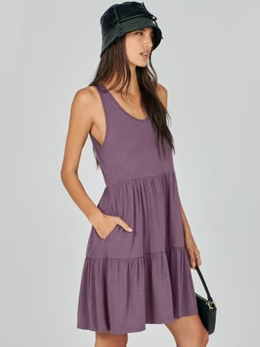 ANRABESS Womens Summer Casual Tank Dress Sleeveless V Neck T Shirt Sundress Flowy Tiered Swing Mini Beach Vacation Dresses Purple XX-Large - Image 7