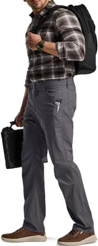 CQR Men's Vent Stretch Pants, Quick Dry Lightweight Casual Cargo Pants, Water Resistant Straight-Fit Utility Work Pants, Sedona Urban Pants Charcoal, 34W x 30L - Image 3