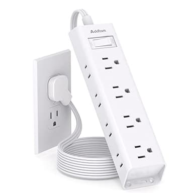 Flat Plug Power Strip, Ultra Thin Flat Extension Cord - Addtam 12 Widely AC 3 Sides Multiple Outlets, 5Ft, 1050J Surge Protector, Wall Mount, Desk Charging Station for Home Office Dorm Room Essentials - Image 1