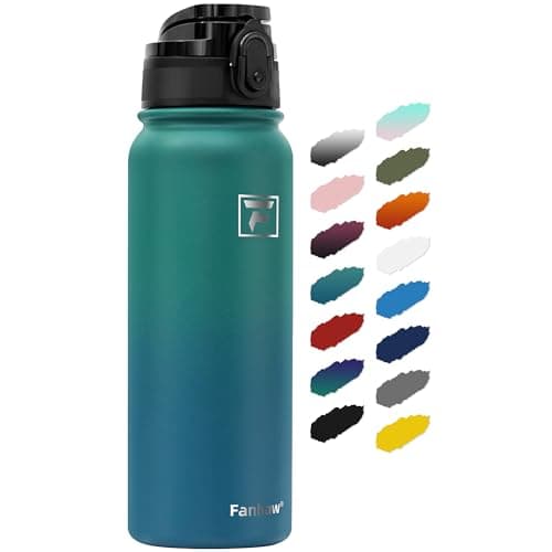Fanhaw 20 Oz Insulated Stainless Steel Vacuum Water Bottle with Anti-Dust Pop-Open Lid - For Kids, Women, Men | Leak & Sweat Proof (Green Blue) - Image 1