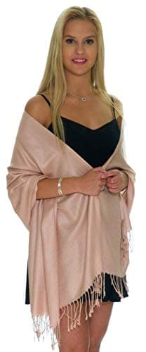Pashmina Shawls and Wraps for Evening Dresses, Large Soft Pashmina Wedding Pale Rose Gold Shawl - Image 4