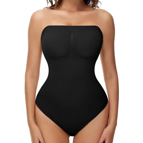Zeecaro Strapless Bodysuit for Tummy Control Women's Shapewear Bodysuits Seamless Body Shaper Tank Top faja Black XL - Image 1