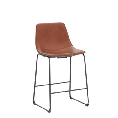 Sweetcrispy Bar Stools Set of 2, Counter Height Bar Stools with Back, 26 inch Armless Industrial Faux Leather Barstools with Metal Legs and Footrest, Dining Chairs for Home Island, Whiskey Brown - Image 6