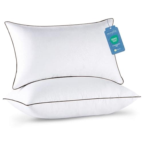 JOLLYVOGUE Pillows Queen Size Set of 2 for Sleeping, Soft and Supportive Bed Pillow with Down Alternative Filling for Side and Back Sleepers, Hotel Collection - Image 1