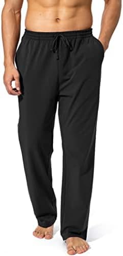 Pudolla Men's Cotton Yoga Sweatpants Athletic Lounge Pants Open Bottom Casual Jersey Pants for Men with Pockets - Image 4