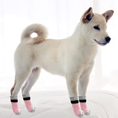 PUPTECK Anti-Slip Dog Socks with Double Sides Grips for Small Medium Large Dogs Hardwood Floors Prevents Licking, Dog Shoes for Hot Pavement Traction Control Paw Protector for Senior Dogs, Pink XS - Image 8