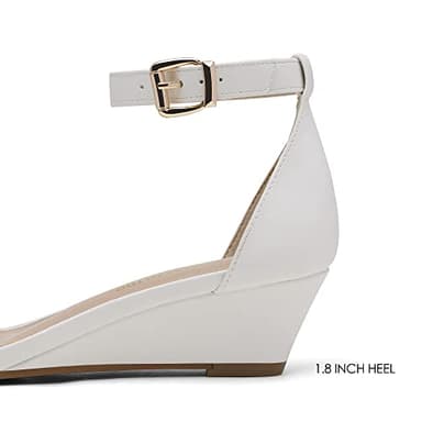 DREAM PAIRS Women's Ankle Strap Low Wedge Sandals Party Bridal Wedding Dress Shoes,Size 9.5,White/Pu-2,INGRID - Image 2