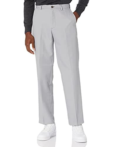 Amazon Essentials Men's Classic-Fit Expandable-Waist Flat-Front Dress Pant, Light Grey, 31W x 28L - Image 1