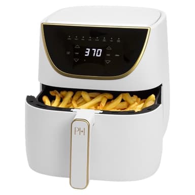 Paris Hilton Air Fryer, Large 6-Quart Capacity, Nonstick Made without PFAS, Touchscreen Display, 8-in-1 (Air Fry, Roast, Broil, Bake, Reheat, Keep Warm, Pizza, Dehydrate), Dishwasher Safe, White - Image 1