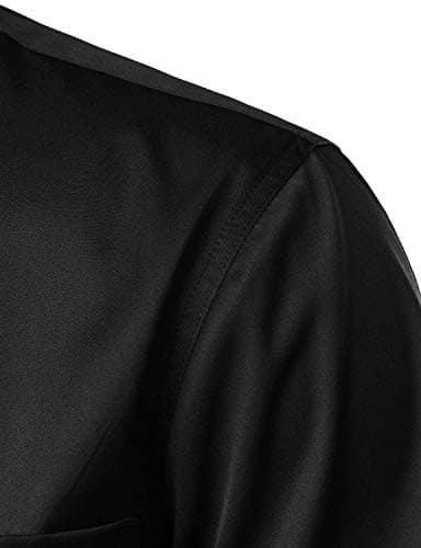 ZEROYAA Men's Casual Urban Stylish Slim Fit Short Sleeve Button Up Dress Shirt with Pocket ZLSC15-Black XXX-Large - Image 5